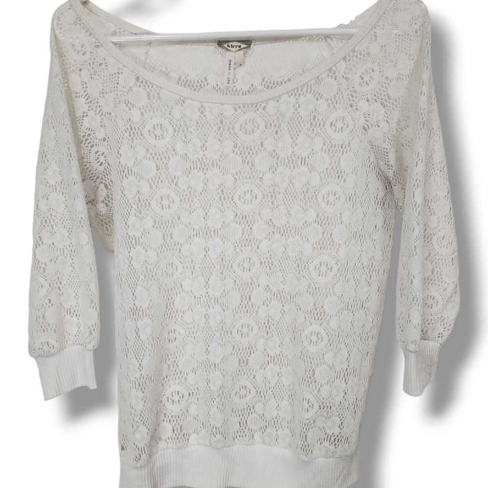 Kirra Lightweight See Through Lace Top cover up small long sleeve